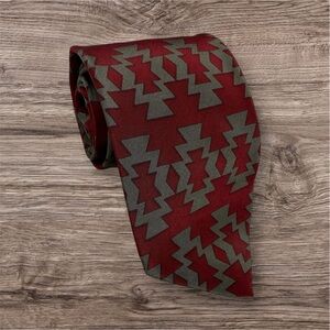 Zigzag Patterned Red and Gray Men's Tie